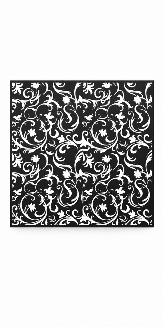Design 300 Damask Cloud Square Laser Cut Metal Privacy Screen Panel front main view