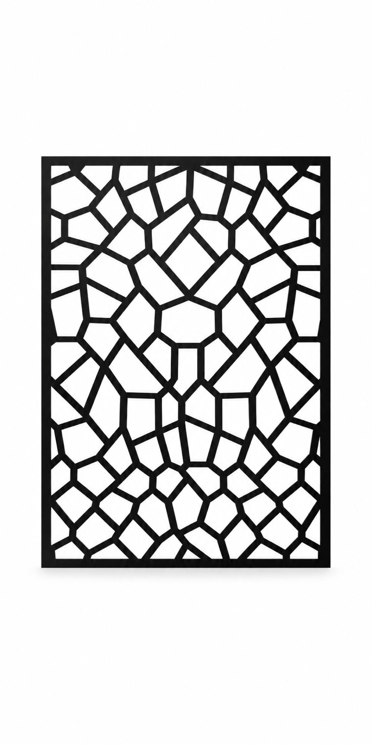Design 301 Irregular Stone Grid Laser Cut Metal Privacy Screen Panel front main view