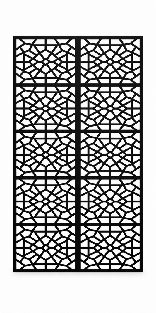 Design 302 Geometric Web Panels Laser Cut Metal Privacy Screen Panel front main view