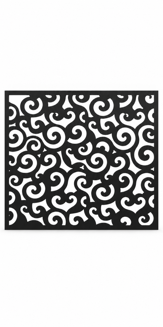Design 304 Cloud Scroll Rectangle Laser Cut Metal Privacy Screen Panel front main view