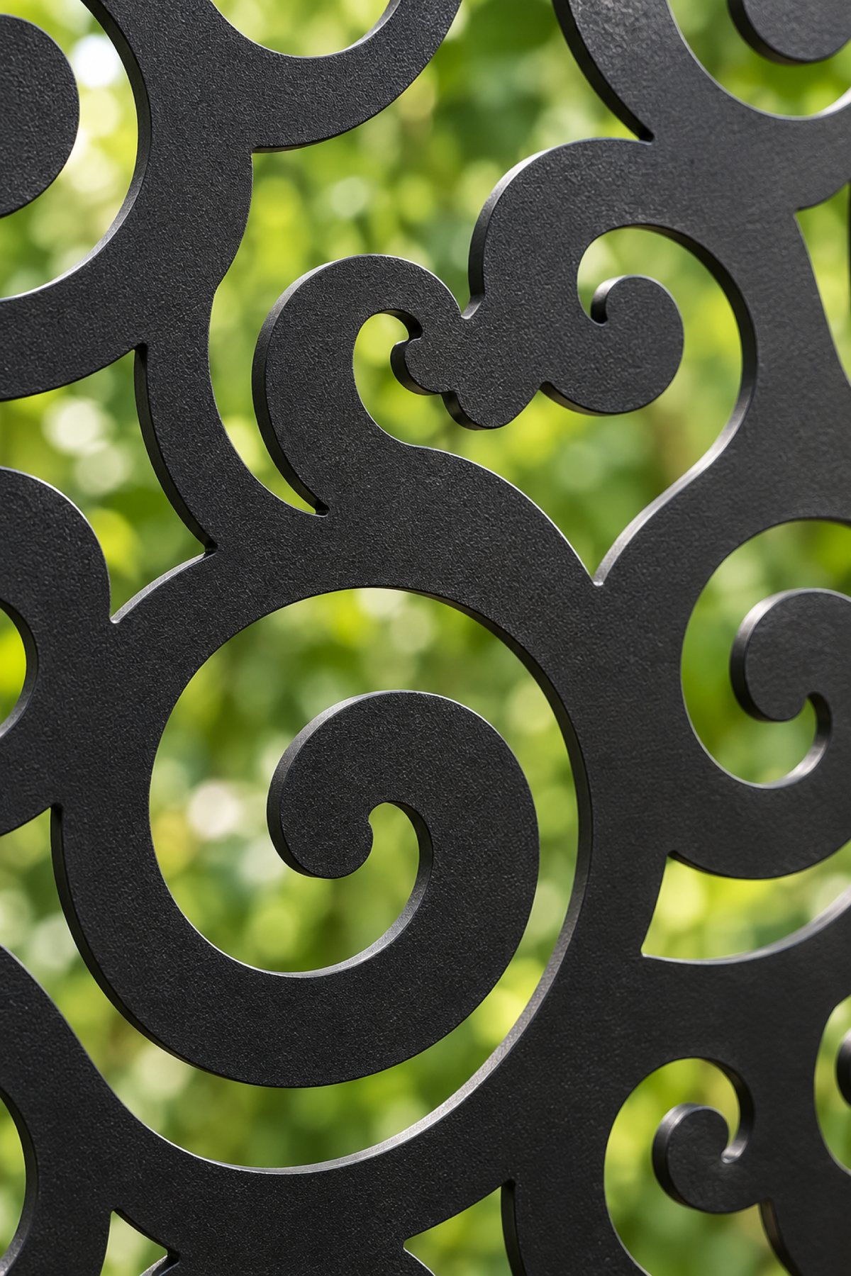 Design 304 Cloud Scroll Rectangle Laser Cut Metal Privacy Screen Panel close-up detail view
