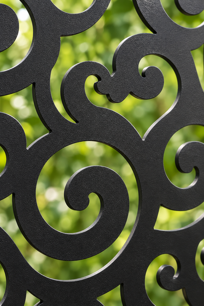 Design 304 Cloud Scroll Rectangle Laser Cut Metal Privacy Screen Panel close-up detail view