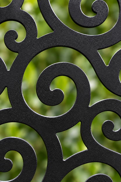 Design 305 Fine Cloud Border Laser Cut Metal Privacy Screen Panel close-up detail view