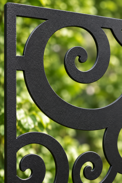Design 306 Bold Cloud Vine Laser Cut Metal Privacy Screen Panel close-up detail view
