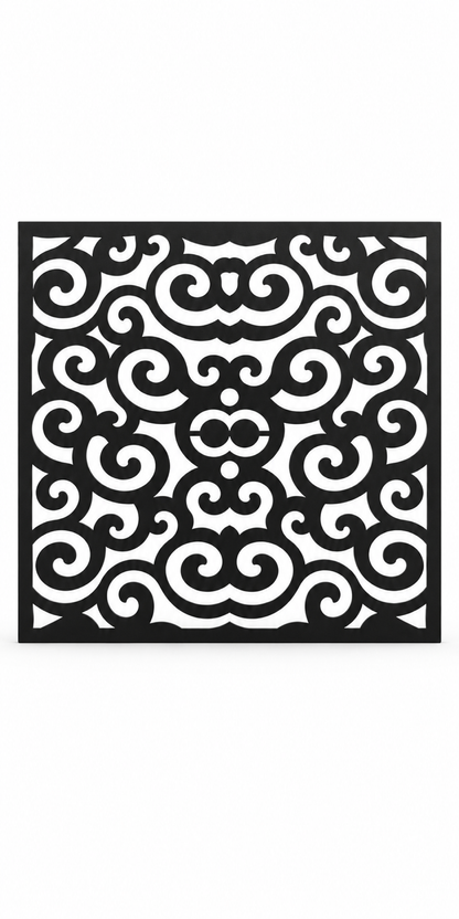 Design 309 Symmetric Ruyi Cloud Laser Cut Metal Privacy Screen Panel front main view