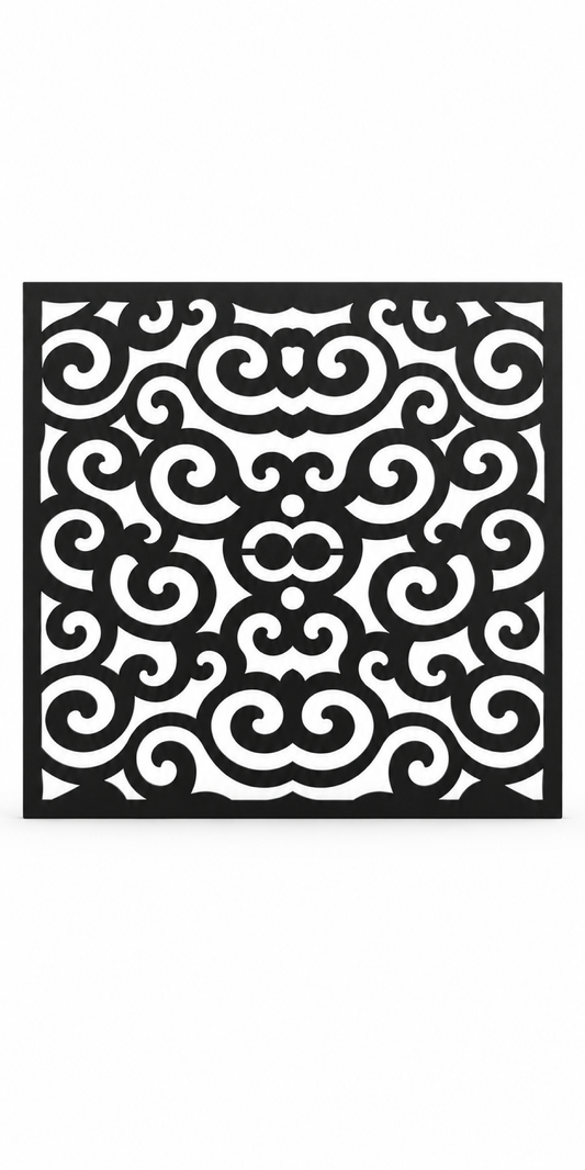 Design 309 Symmetric Ruyi Cloud Laser Cut Metal Privacy Screen Panel front main view