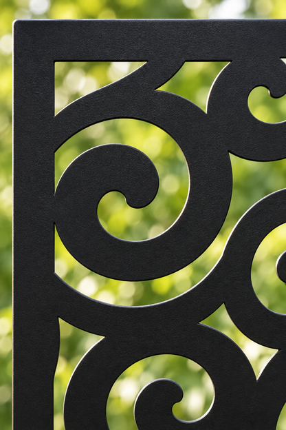 Design 309 Symmetric Ruyi Cloud Laser Cut Metal Privacy Screen Panel close-up detail view