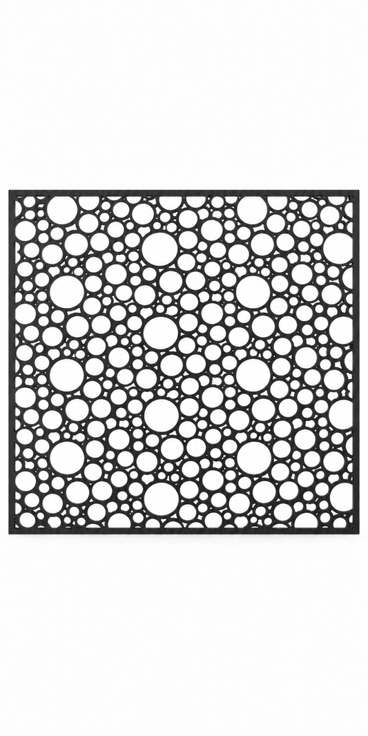 Design 310 Bubble Foam Field Laser Cut Metal Privacy Screen Panel front main view