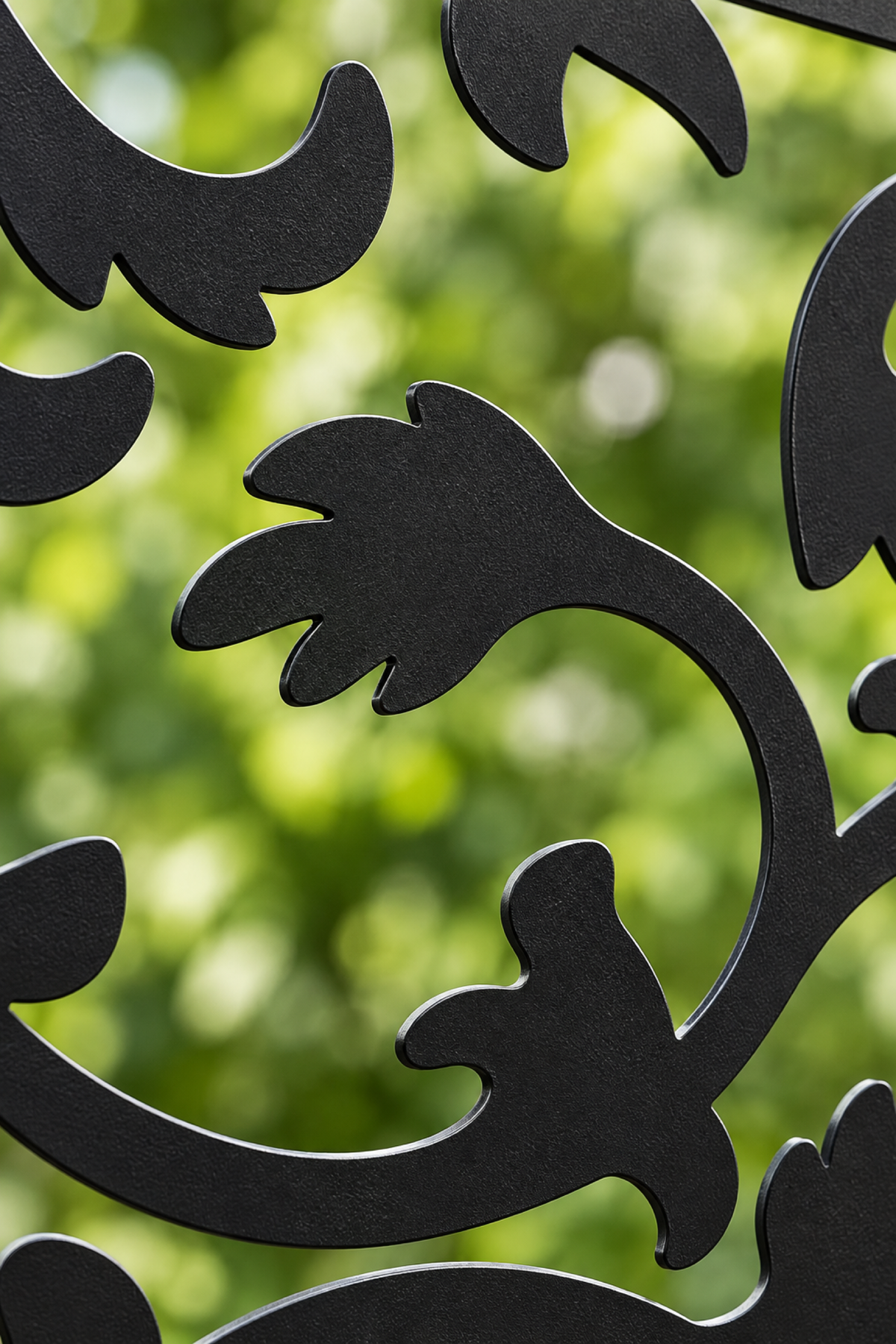 Design 311 Flying Leaf Border Laser Cut Metal Privacy Screen Panel close-up detail view
