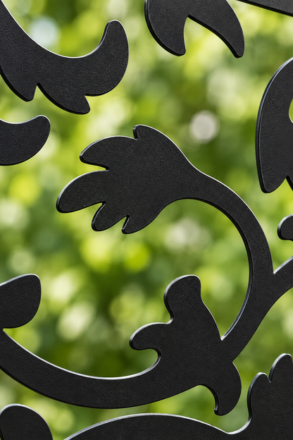 Design 311 Flying Leaf Border Laser Cut Metal Privacy Screen Panel close-up detail view