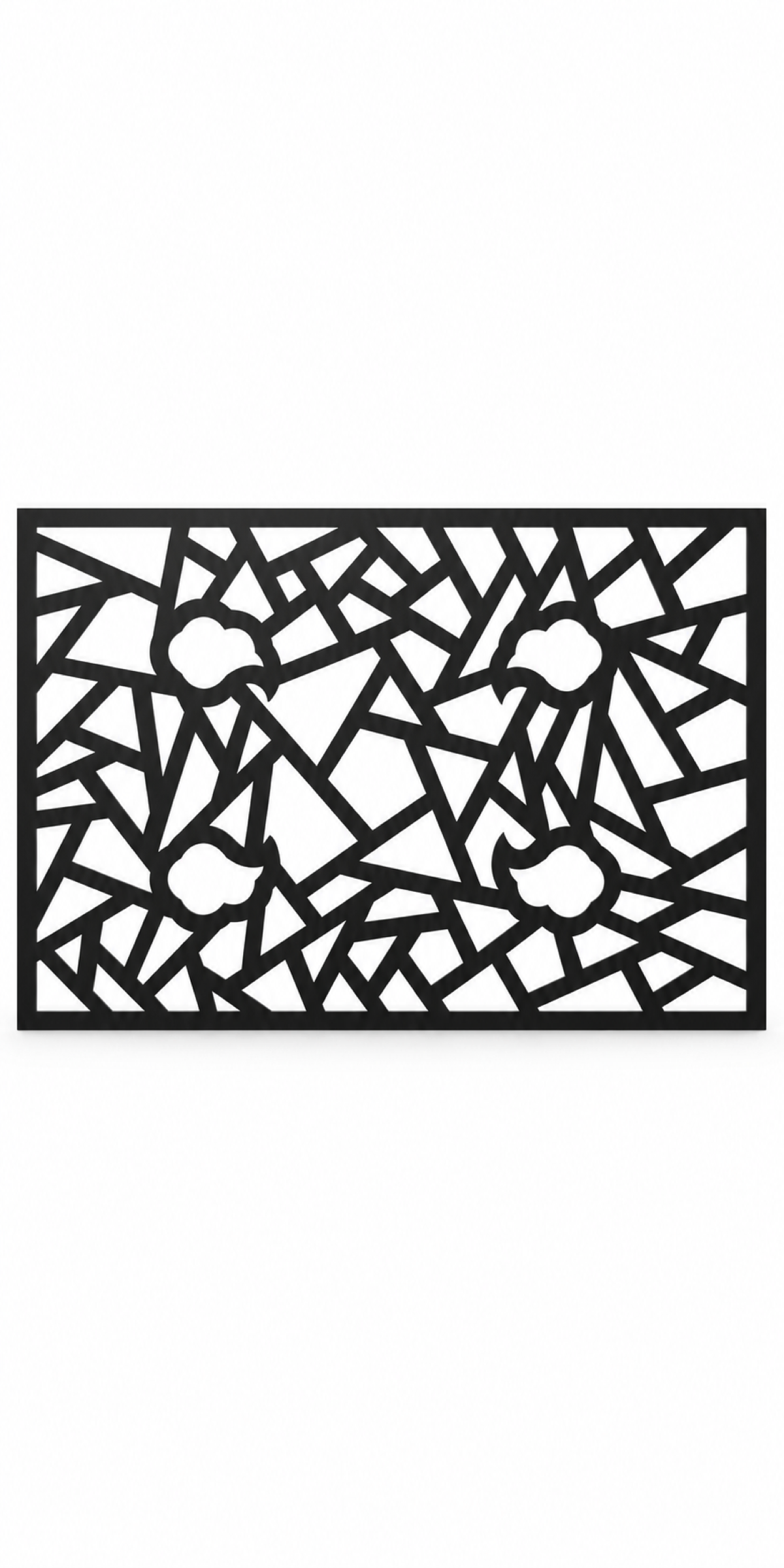 Design 312 Angular Mosaic Border Laser Cut Metal Privacy Screen Panel front main view