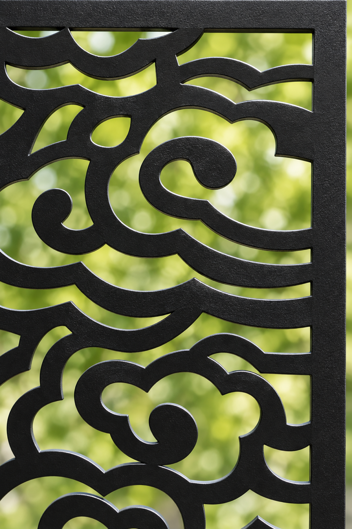 Design 313 Layered Cloud Column Laser Cut Metal Privacy Screen Panel close-up detail view