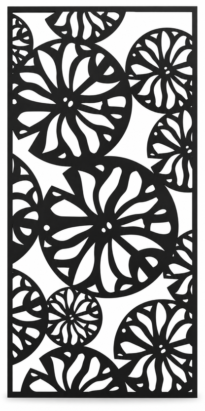 Design 314 Daisy Wheel Garden Laser Cut Metal Privacy Screen Panel front main view