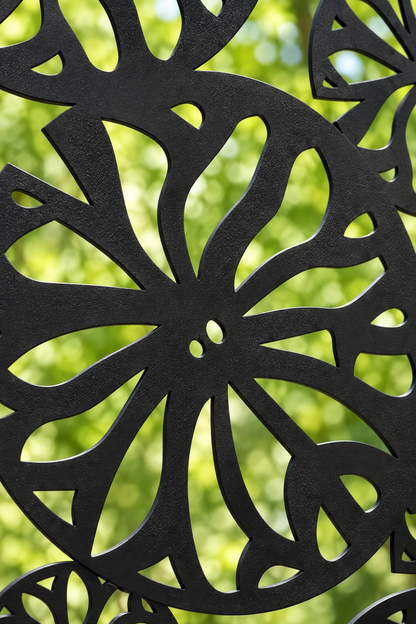 Design 314 Daisy Wheel Garden Laser Cut Metal Privacy Screen Panel close-up detail view