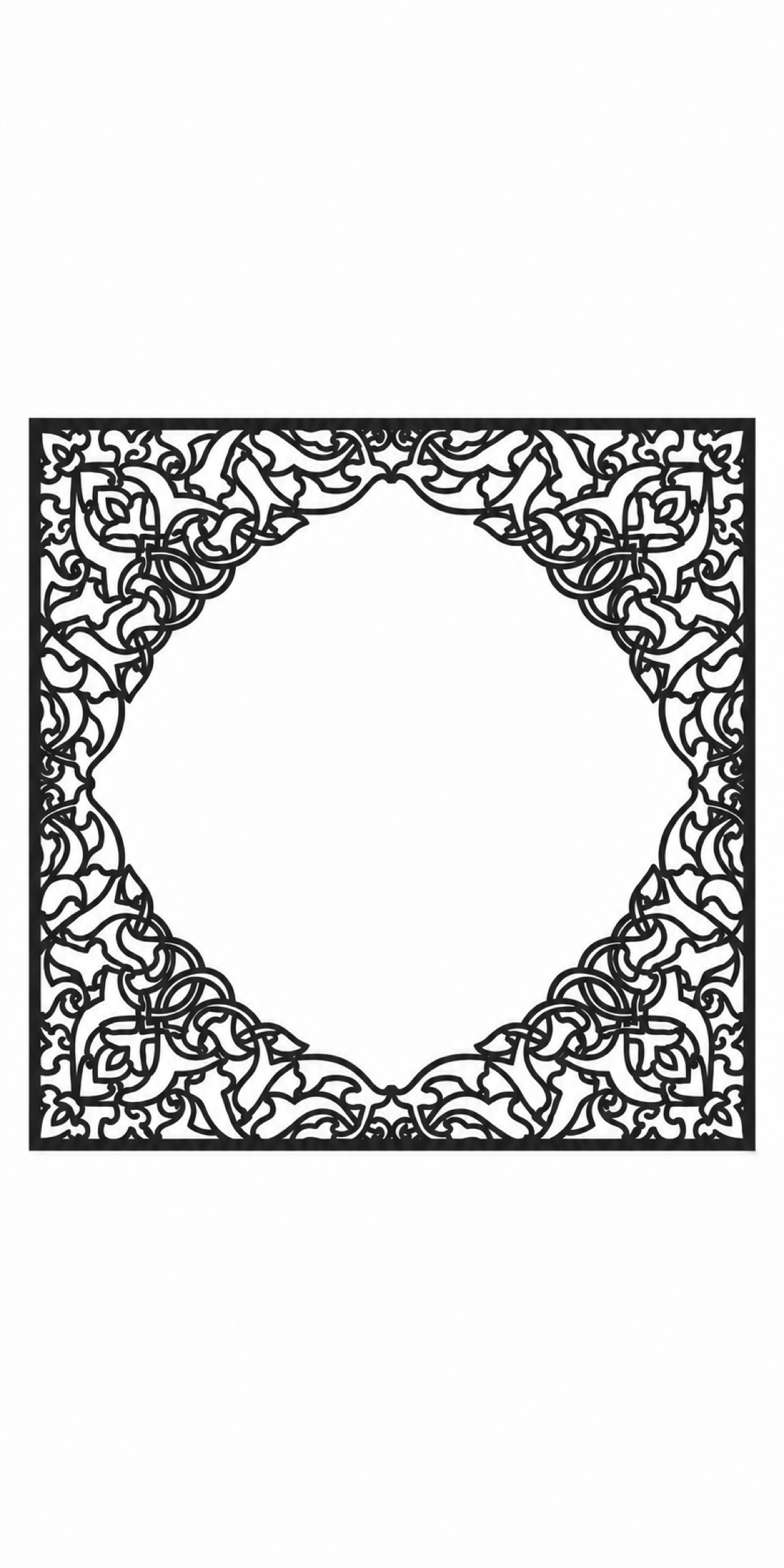 Design 315 Ornate Corner Frame Laser Cut Metal Privacy Screen Panel front main view