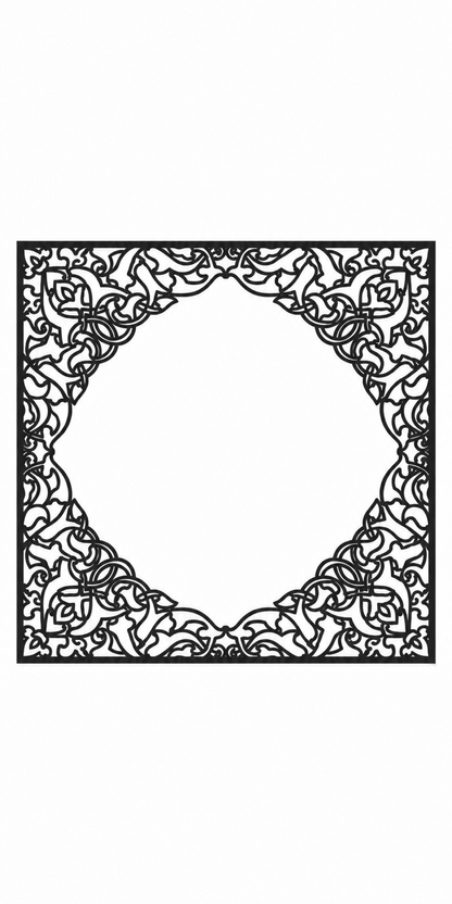 Design 315 Ornate Corner Frame Laser Cut Metal Privacy Screen Panel front main view