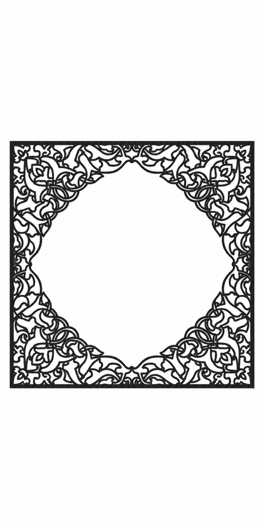 Design 315 Ornate Corner Frame Laser Cut Metal Privacy Screen Panel front main view