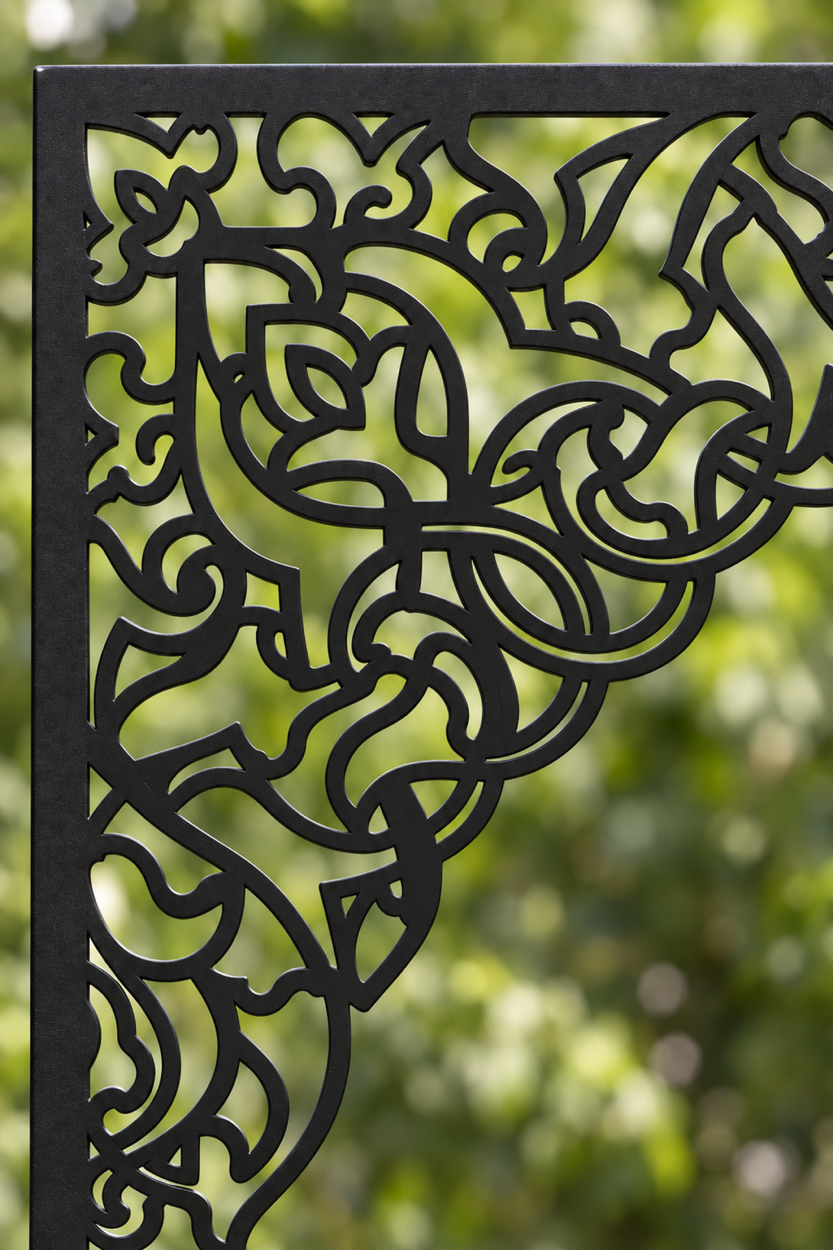 Design 315 Ornate Corner Frame Laser Cut Metal Privacy Screen Panel close-up detail view