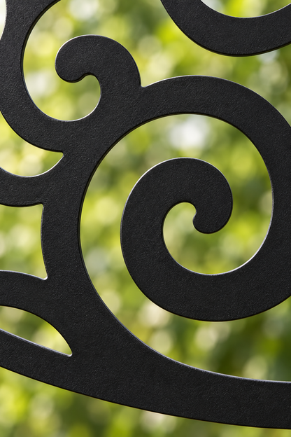 Design 316 Oval Cloud Medallion Laser Cut Metal Privacy Screen Panel close-up detail view
