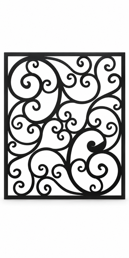 Design 317 Open Cloud Square Laser Cut Metal Privacy Screen Panel front main view