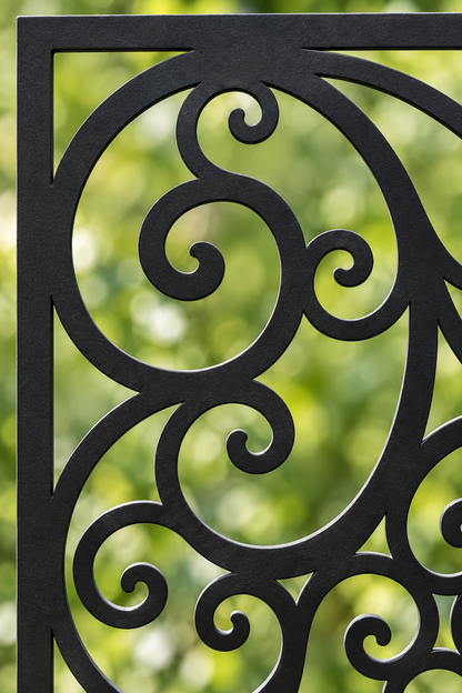 Design 317 Open Cloud Square Laser Cut Metal Privacy Screen Panel close-up detail view