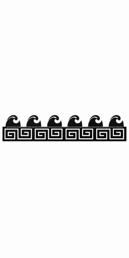 Design 321 Greek Wave Crest Border Laser Cut Metal Privacy Screen Panel front main view