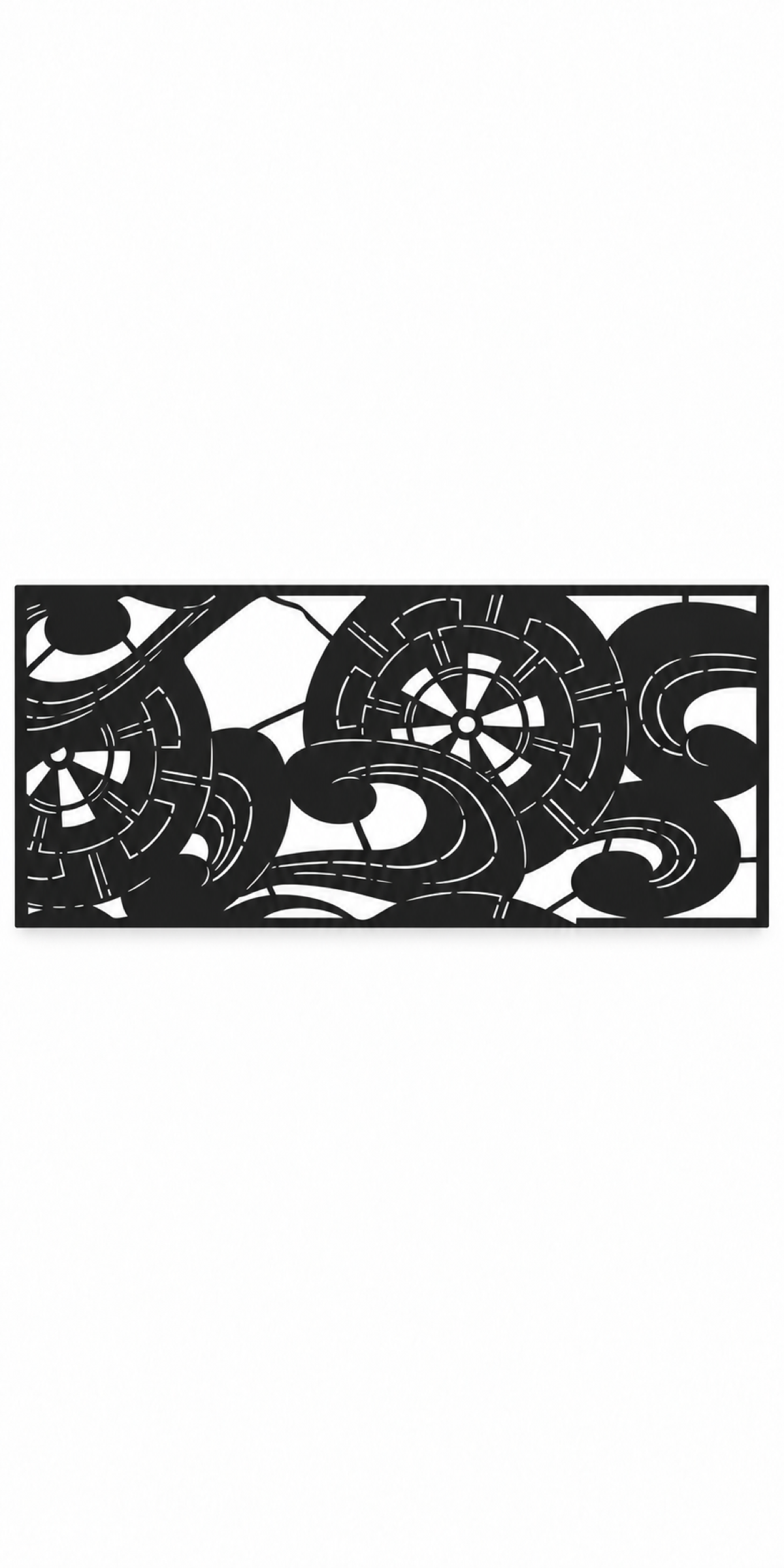 Design 322 Abstract Ribbon Border Laser Cut Metal Privacy Screen Panel front main view