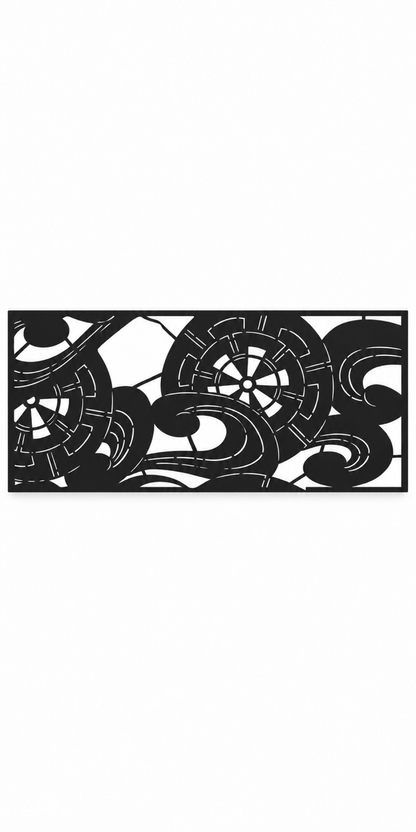 Design 322 Abstract Ribbon Border Laser Cut Metal Privacy Screen Panel front main view
