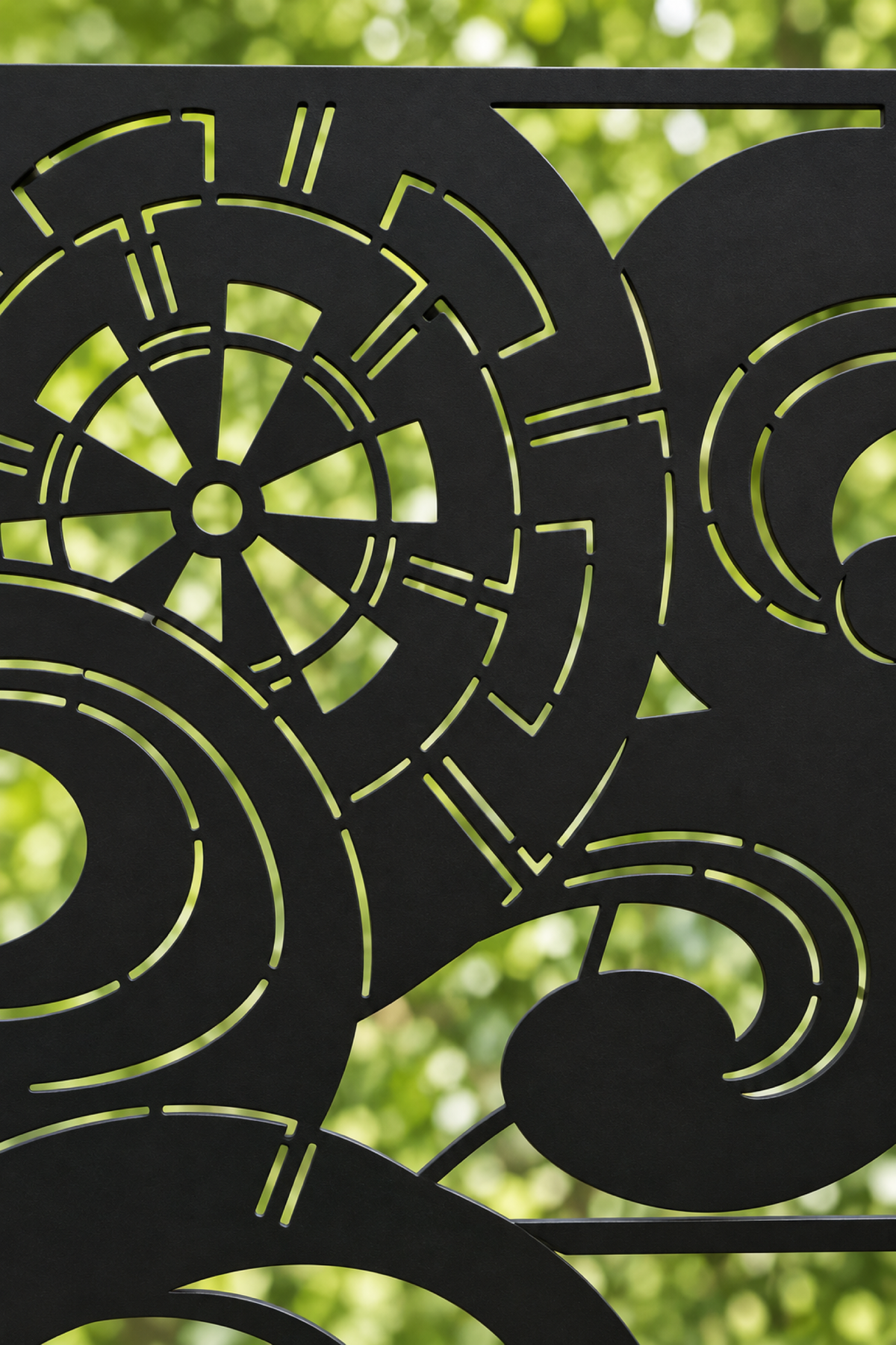 Design 322 Abstract Ribbon Border Laser Cut Metal Privacy Screen Panel close-up detail view