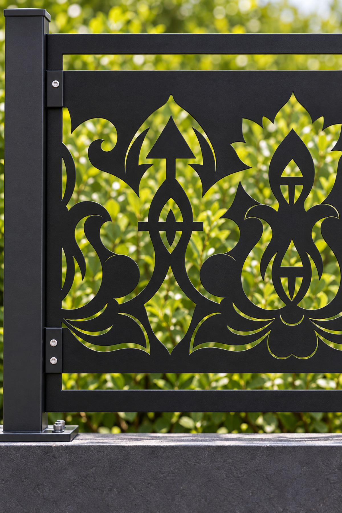 Design 323 Regal Fleur Banner Laser Cut Metal Privacy Screen Panel close-up detail view