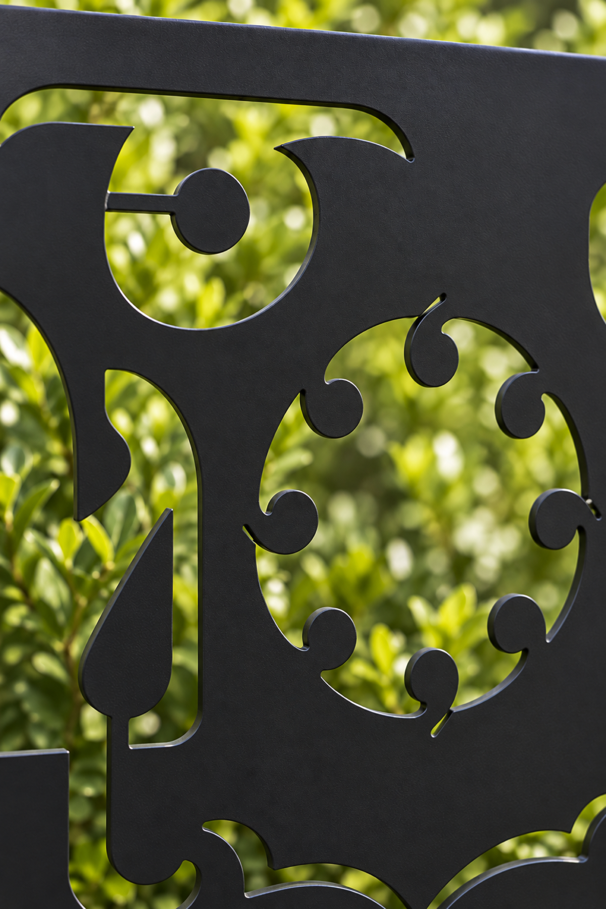 Design 324 Scalloped Crown Border Laser Cut Metal Privacy Screen Panel close-up detail view