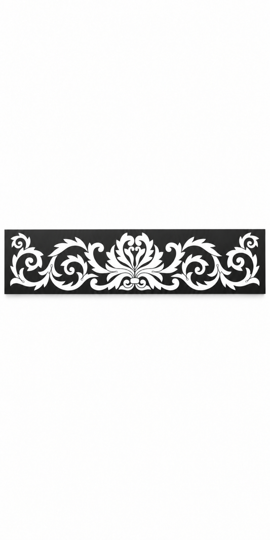 Design 325 Lotus Scroll Border Laser Cut Metal Privacy Screen Panel front main view