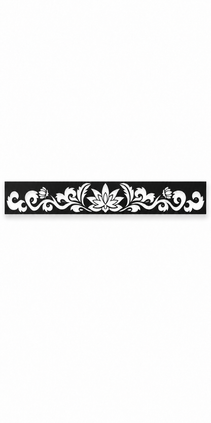 Design 326 Lotus Crest Border Laser Cut Metal Privacy Screen Panel front main view