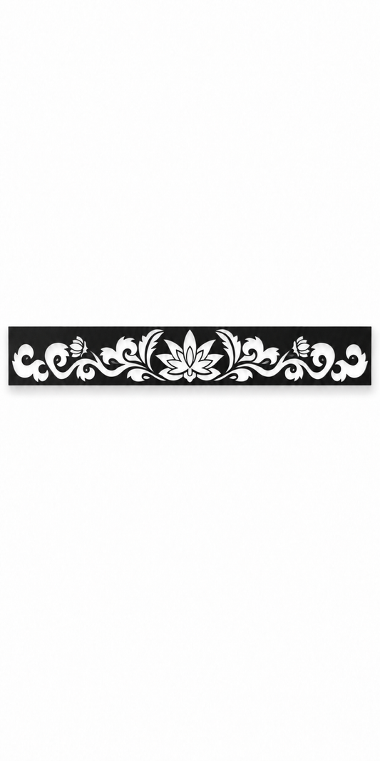 Design 326 Lotus Crest Border Laser Cut Metal Privacy Screen Panel front main view