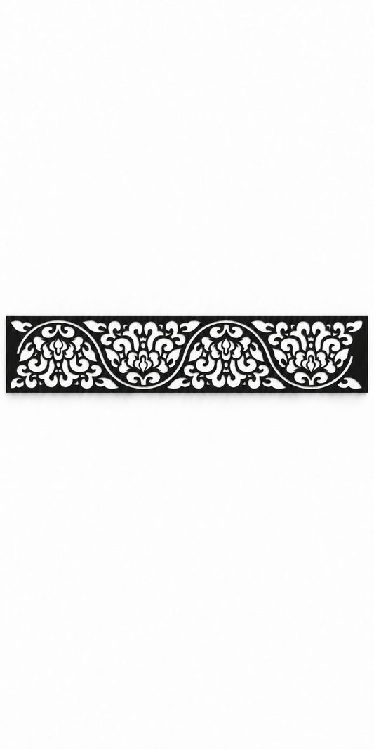 Design 328 Baroque Heart Border Laser Cut Metal Privacy Screen Panel front main view