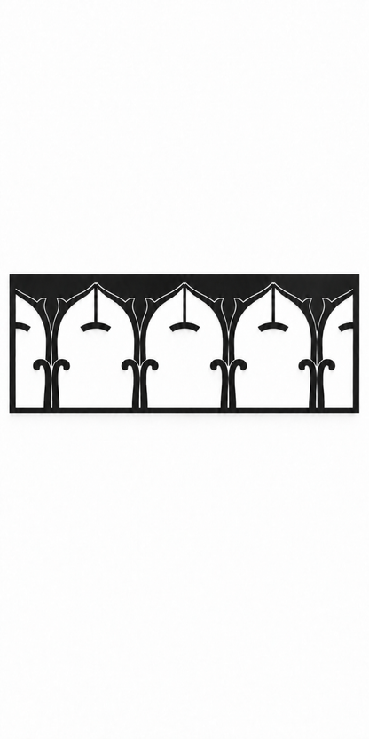 Design 329 Gothic Arch Border Laser Cut Metal Privacy Screen Panel front main view