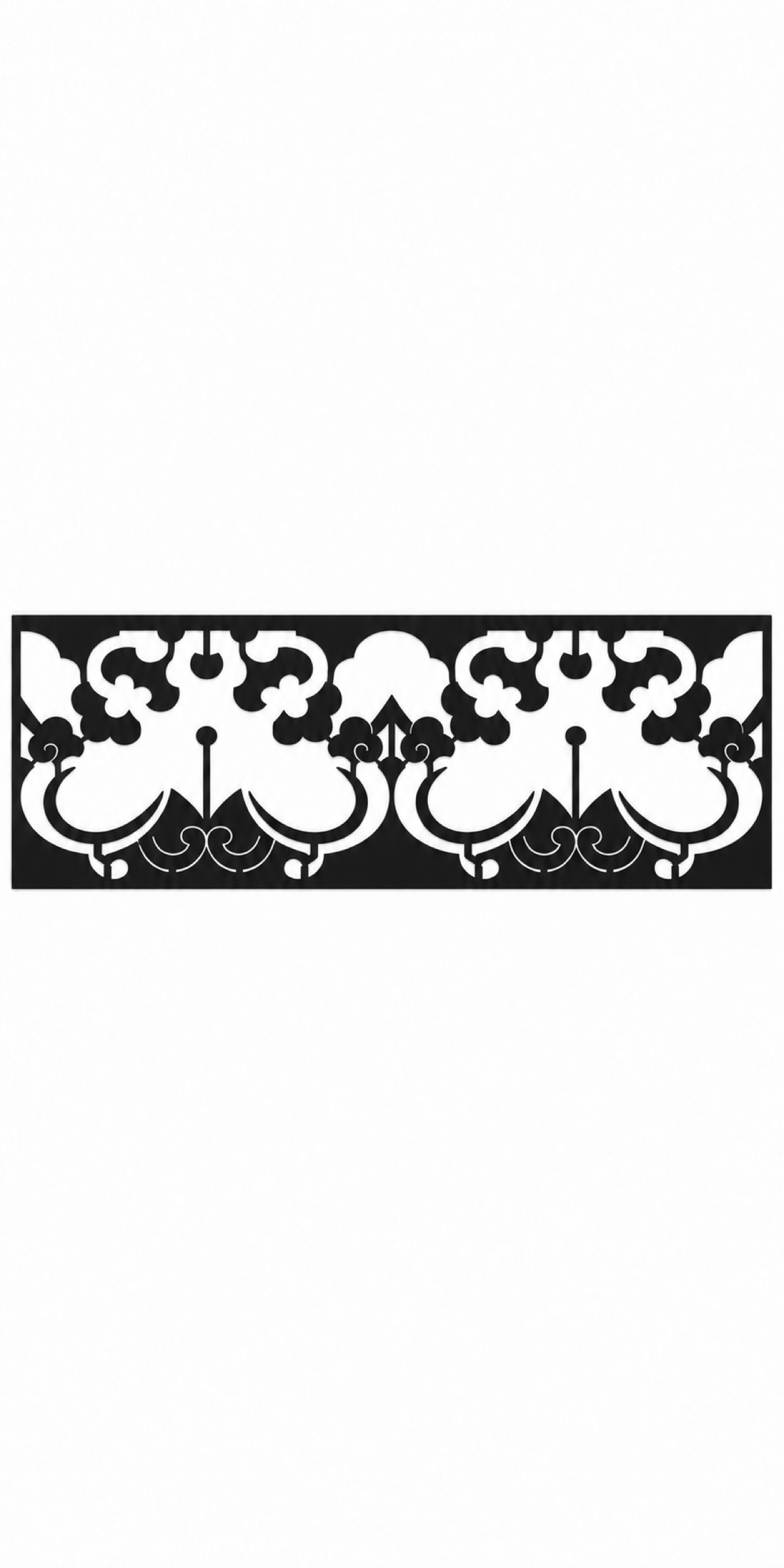 Design 330 Mirrored Lotus Border Laser Cut Metal Privacy Screen Panel front main view