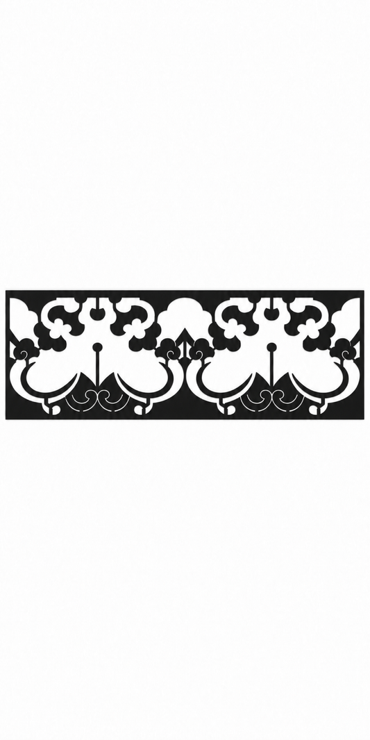 Design 330 Mirrored Lotus Border Laser Cut Metal Privacy Screen Panel front main view
