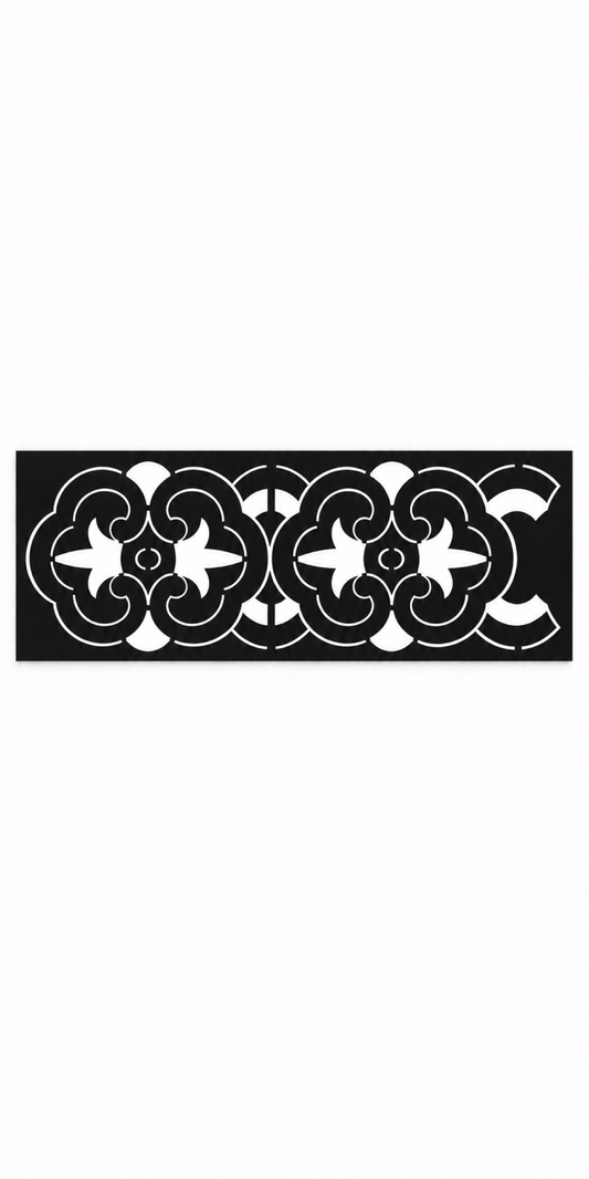 Design 331 Clover Scroll Border Laser Cut Metal Privacy Screen Panel front main view