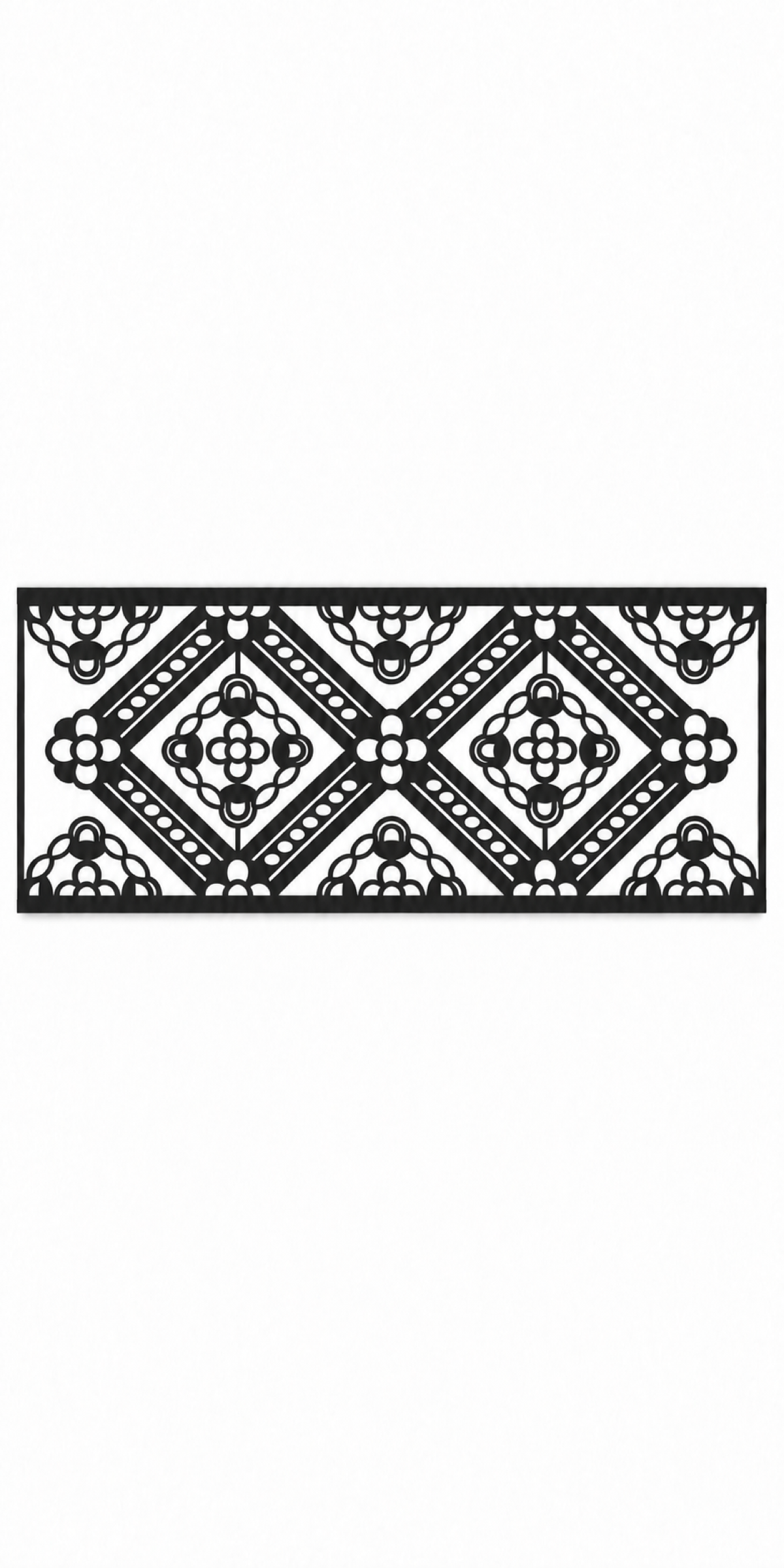 Design 332 Diamond Filigree Border Laser Cut Metal Privacy Screen Panel front main view