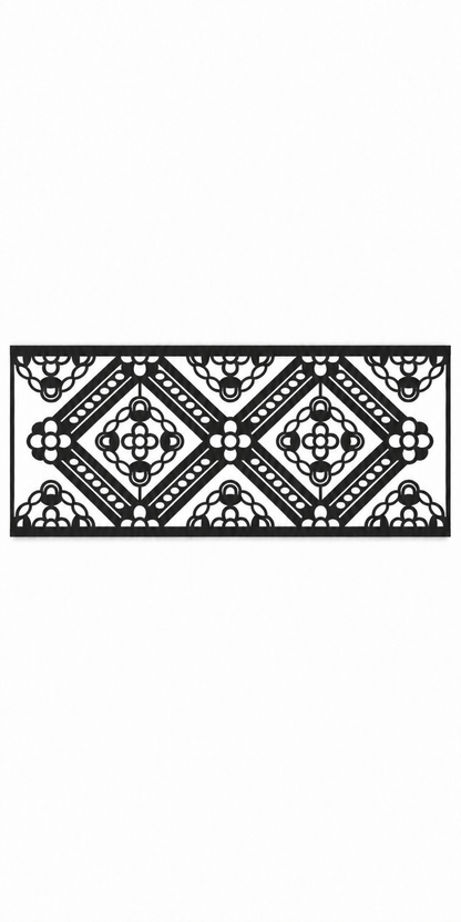 Design 332 Diamond Filigree Border Laser Cut Metal Privacy Screen Panel front main view