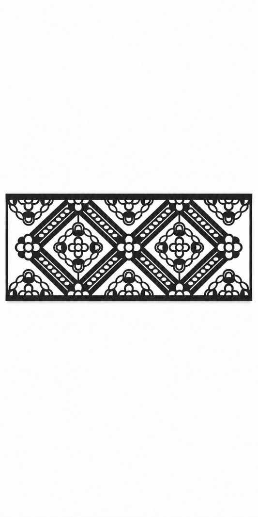 Design 332 Diamond Filigree Border Laser Cut Metal Privacy Screen Panel front main view