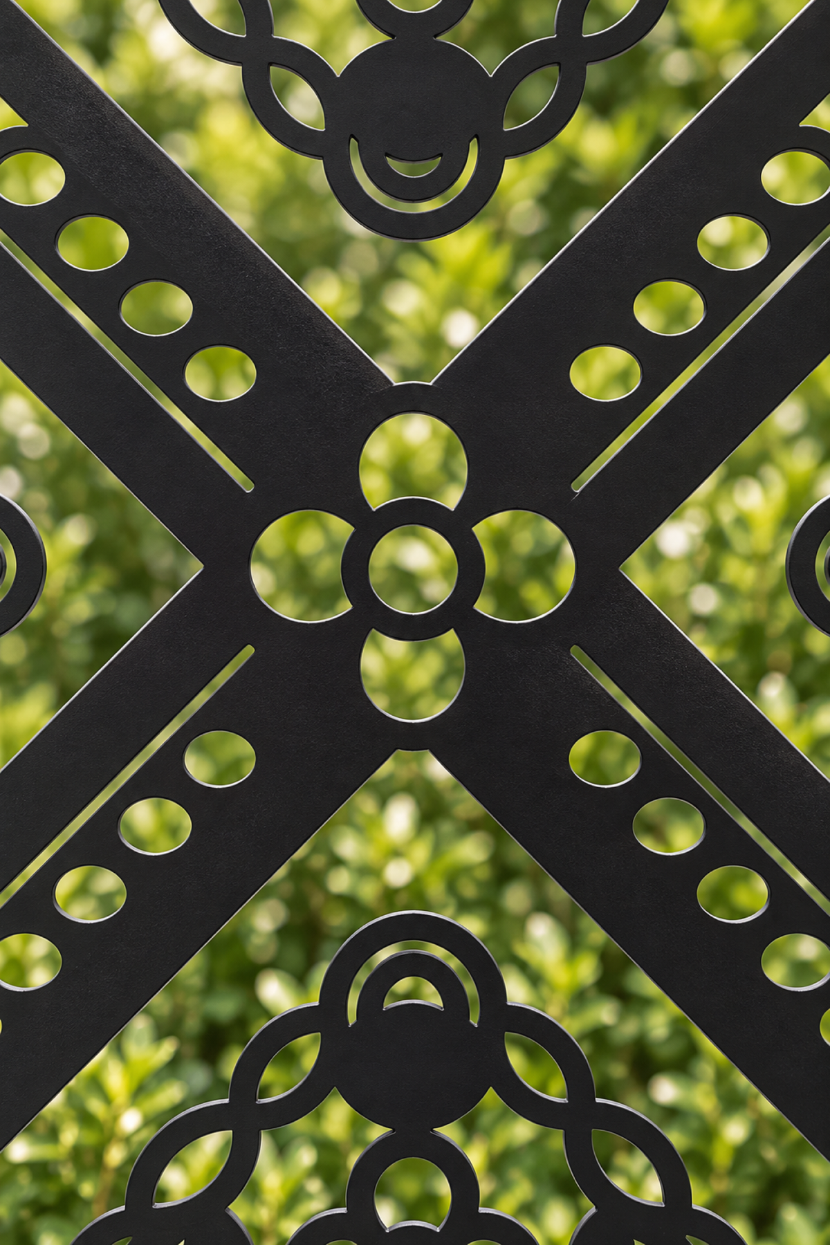 Design 332 Diamond Filigree Border Laser Cut Metal Privacy Screen Panel close-up detail view