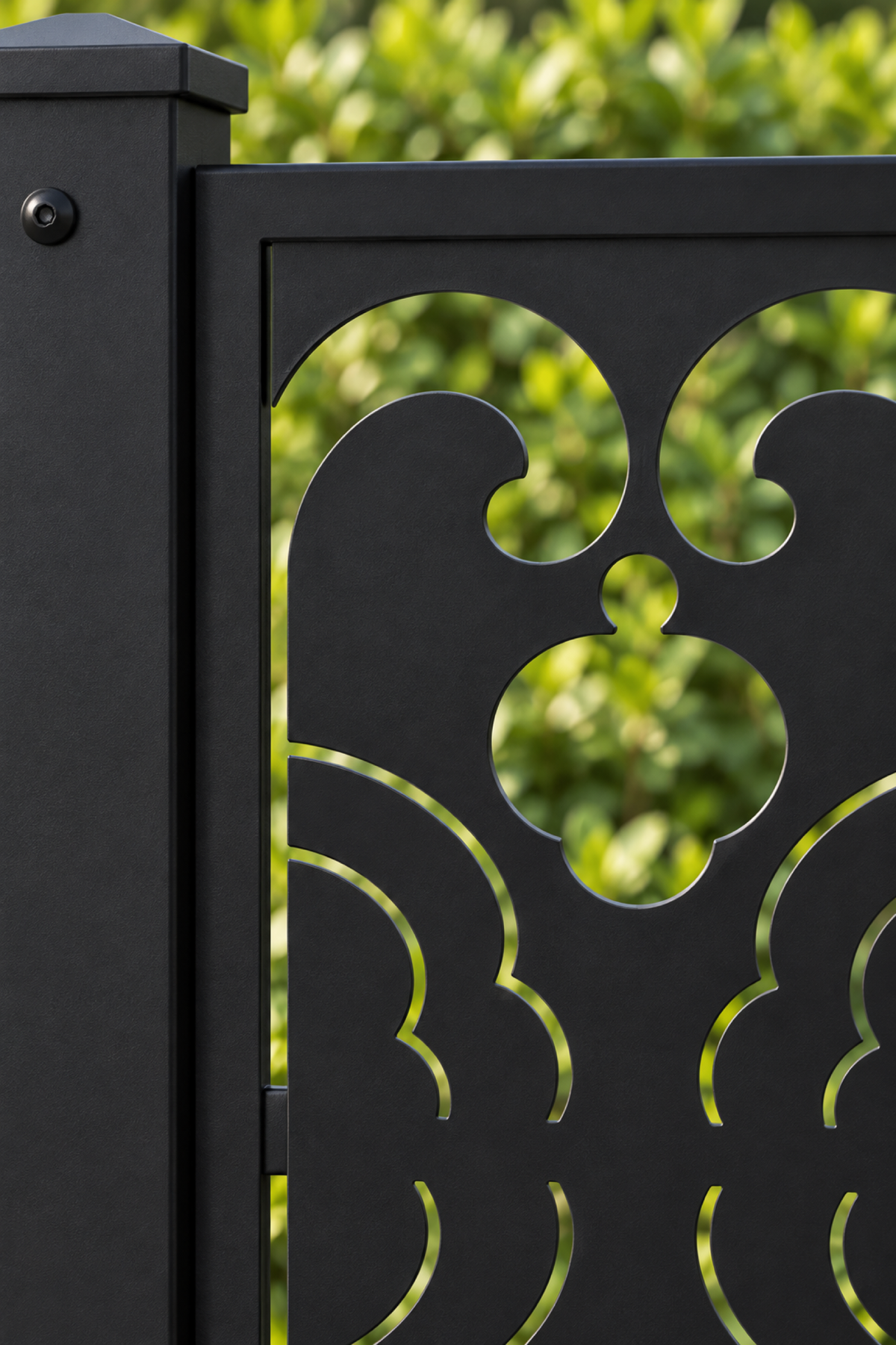 Design 333 Arcade Fleur Border Laser Cut Metal Privacy Screen Panel close-up detail view