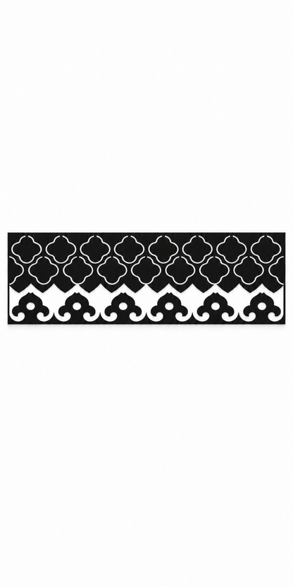 Design 336 Quatrefoil Wave Border Laser Cut Metal Privacy Screen Panel front main view
