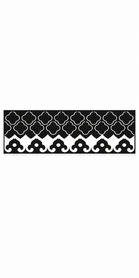 Design 336 Quatrefoil Wave Border Laser Cut Metal Privacy Screen Panel front main view
