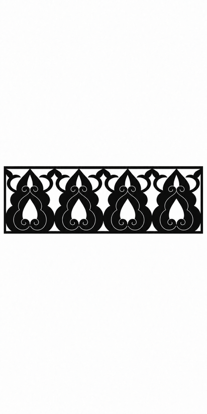 Design 337 Teardrop Flame Border Laser Cut Metal Privacy Screen Panel front main view