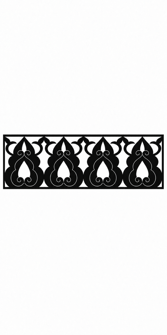 Design 337 Teardrop Flame Border Laser Cut Metal Privacy Screen Panel front main view