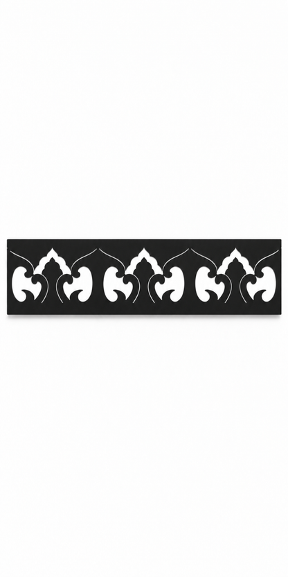Design 338 Flame Crest Border Laser Cut Metal Privacy Screen Panel front main view