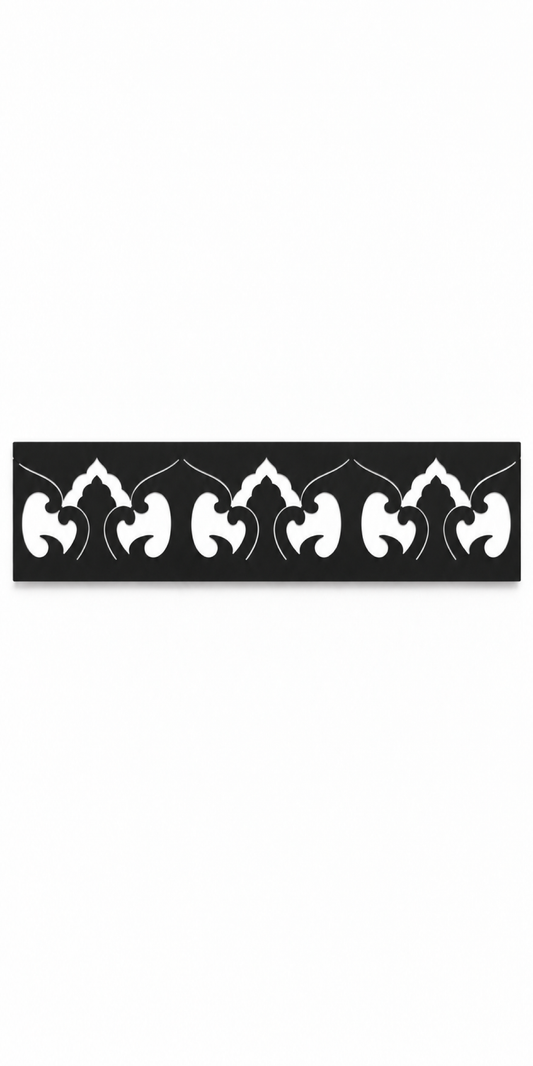 Design 338 Flame Crest Border Laser Cut Metal Privacy Screen Panel front main view